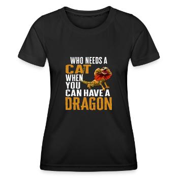Kragenechse Frilled-neck lizard Reptil Herpetologe - Frauen Funktions-T-Shirt - Schwarz - Vorne - AI Model Female 172 light (172cm)