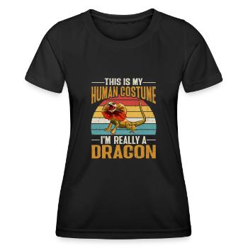Kragenechse Frilled-neck lizard Reptil Herpetologe - Frauen Funktions-T-Shirt - Schwarz - Vorne - AI Model Female 172 light (172cm)