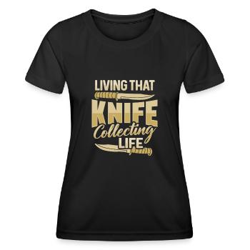 Couteau de boucher Couteau Collectionneur de couteaux - T-shirt sport Femme - noir - Devant - AI Model Female 172 light (172cm)