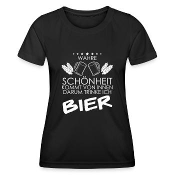 Bier Bierspruch Biertrinker Bierbrauer - Frauen Funktions-T-Shirt - Schwarz - Vorne - AI Model Female 172 light (172cm)