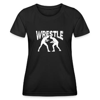Wrestle Lustig Wrestling Fan Wrestler Lover - T-shirt sport Femme - noir - Devant - AI Model Female 172 light (172cm)