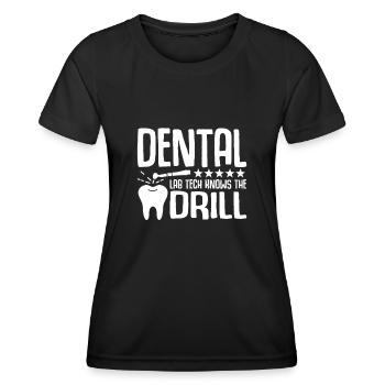 Technicien de laboratoire dentaire Technicien dentaire - T-shirt sport Femme - noir - Devant - AI Model Female 172 light (172cm)