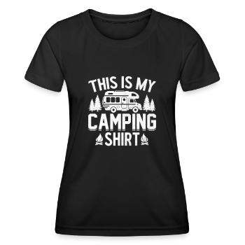 1 Ceci est ma chemise de camping - T-shirt sport Femme - noir - Devant - AI Model Female 172 light (172cm)