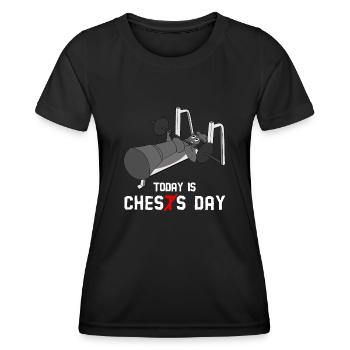 Bodybuilder Chess Fitness Strongman - T-shirt sport Femme - noir - Devant - AI Model Female 172 light (172cm)