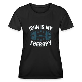 Bodybuilder Gym Fitness Dumbbell Strongman - T-shirt sport Femme - noir - Devant - AI Model Female 172 light (172cm)