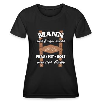 Single Mann Lederhose Alleinstehend - Frauen Funktions-T-Shirt - Schwarz - Vorne - AI Model Female 172 light (172cm)