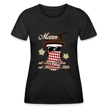 Single Mann Holz Alleinstehend - Frauen Funktions-T-Shirt - Schwarz - Vorne - AI Model Female 172 light (172cm)