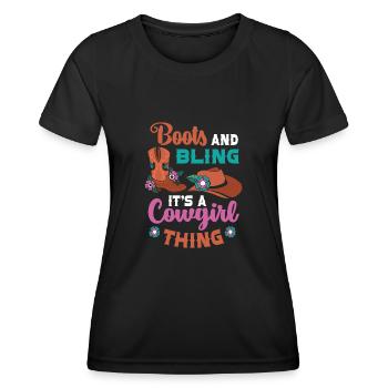 Line Dancing Cowboy Texas Line Dance Cadeau - T-shirt sport Femme - noir - Devant - AI Model Female 172 light (172cm)