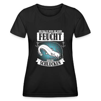 Waller Angler Fisch Angeln Fischer - Frauen Funktions-T-Shirt - Schwarz - Vorne - AI Model Female 172 light (172cm)