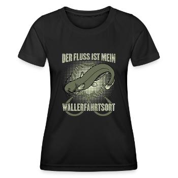Angler Waller Angelsport Angeln Fisch - Frauen Funktions-T-Shirt - Schwarz - Vorne - AI Model Female 172 light (172cm)