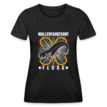Angler Fluss Waller Angelsport Angeln - Frauen Funktions-T-Shirt - Schwarz - Vorne - AI Model Female 172 light (172cm)