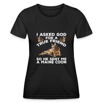 Maine Coon Chat - T-shirt sport Femme - noir - Devant - AI Model Female 172 light (172cm)