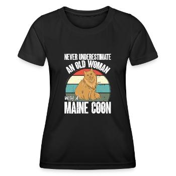 Maine Coon Chat - T-shirt sport Femme - noir - Devant - AI Model Female 172 light (172cm)