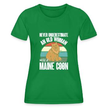Maine Coon Chat - T-shirt sport Femme - vert - Devant - AI Model Female 172 dark (172cm)