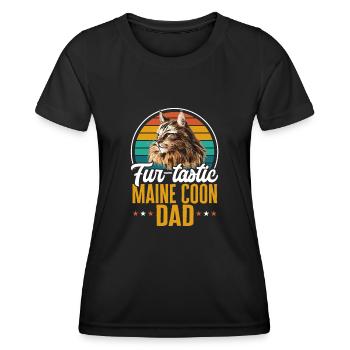 Maine Coon Chat - T-shirt sport Femme - noir - Devant - AI Model Female 172 light (172cm)