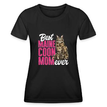 Maine Coon Chat - T-shirt sport Femme - noir - Devant - AI Model Female 172 light (172cm)