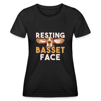 Cadeau Basset Hound - T-shirt sport Femme - noir - Devant - AI Model Female 172 light (172cm)