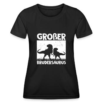 Großer Brudersaurus T-Rex Dino Geschenk Großer Bru - Frauen Funktions-T-Shirt - Schwarz - Vorne - AI Model Female 172 light (172cm)