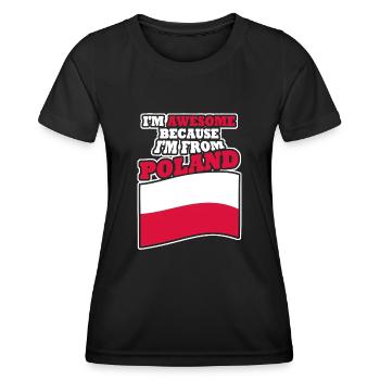 Pologne Pole Polska Drapeau polonais - T-shirt sport Femme - noir - Devant - AI Model Female 172 light (172cm)