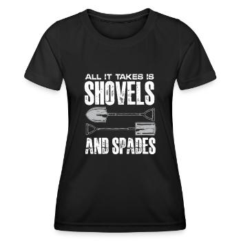 tout ce qu’il faut, c’est des pelles et des bêches Design - T-shirt sport Femme - noir - Devant - AI Model Female 172 light (172cm)