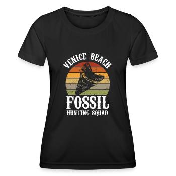Conception de l’équipe de chasse aux fossiles de Venice Beach - T-shirt sport Femme - noir - Devant - AI Model Female 172 light (172cm)