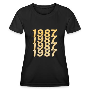 1987 - Frauen Funktions-T-Shirt - Schwarz - Vorne - AI Model Female 172 light (172cm)