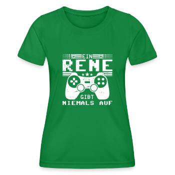 Rene Gaming Konsole PC Gamer Geschenk - Frauen Funktions-T-Shirt - Kelly Green - Vorne - AI Model Female 172 dark (172cm)