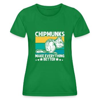 Chipmunk Rodent Gift - Women's Functional T-Shirt - kelly green - Front - AI Model Female 172 dark (172cm)