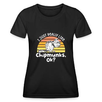Streifenhörnchen Chipmunk Nagetier Geschenk - Frauen Funktions-T-Shirt - Schwarz - Vorne - AI Model Female 172 light (172cm)