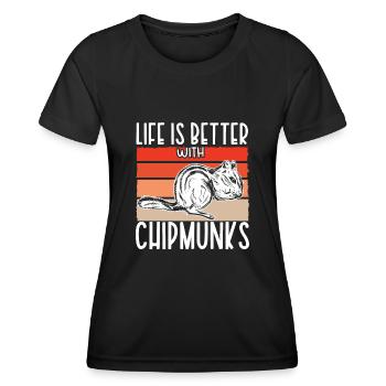 Cadeau de rongeur chipmunk - T-shirt sport Femme - noir - Devant - AI Model Female 172 light (172cm)