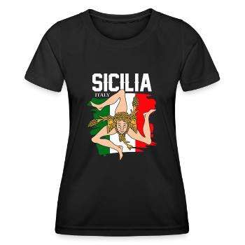 Sizilien flagge Sizilien Palermo Italien - Frauen Funktions-T-Shirt - Schwarz - Vorne - AI Model Female 172 light (172cm)