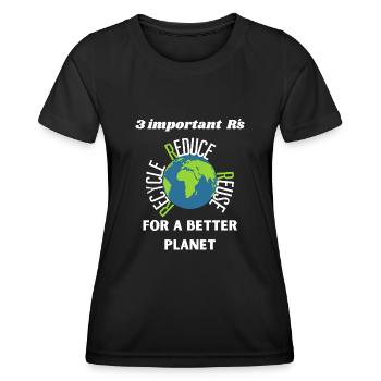 The 3 important Rs for the Planet - Frauen Funktions-T-Shirt - Schwarz - Vorne - AI Model Female 172 light (172cm)