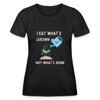 Vegan Design eat whats grown - Frauen Funktions-T-Shirt - Schwarz - Vorne - AI Model Female 172 light (172cm)