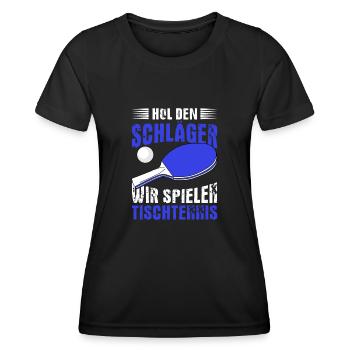 Tischtennis Hol den Tischtennisschläger - Frauen Funktions-T-Shirt - Schwarz - Vorne - AI Model Female 172 light (172cm)