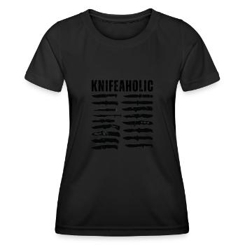 Couteau de chasse à retourner un couteau de collectionneur, - T-shirt sport Femme - noir - Devant - AI Model Female 172 light (172cm)