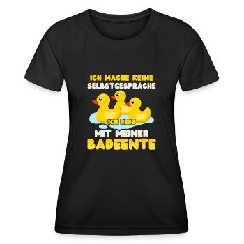 Ich rede mit meiner Badeente Gummiente - Frauen Funktions-T-Shirt - Schwarz - Vorne - AI Model Female 172 light (172cm)