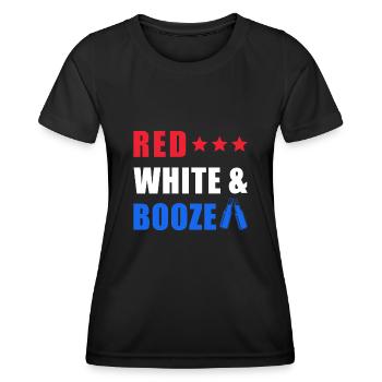 4th of July Red White & Booze Beer Drinking Party - Frauen Funktions-T-Shirt - Schwarz - Vorne - AI Model Female 172 light (172cm)