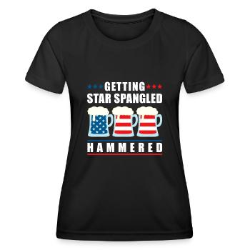 Getting Star Spangled Hammered 4th of July Beer - Frauen Funktions-T-Shirt - Schwarz - Vorne - AI Model Female 172 light (172cm)