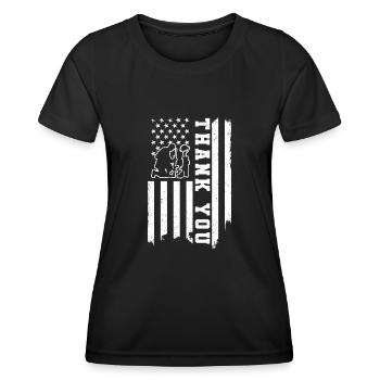 Thank You Patriotic USA Flag Military Veterans Day - Frauen Funktions-T-Shirt - Schwarz - Vorne - AI Model Female 172 light (172cm)