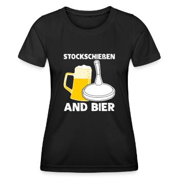 Eisstock Stockschießen Bier Stockschütze - Frauen Funktions-T-Shirt - Schwarz - Vorne - AI Model Female 172 light (172cm)