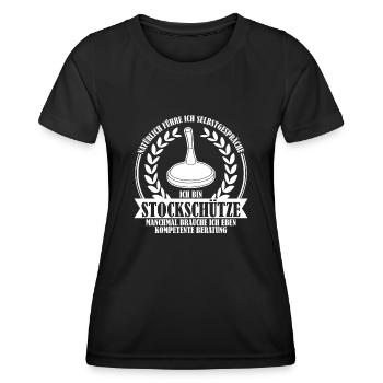 Stockschießen Witz Eisstock Stockschütze - Frauen Funktions-T-Shirt - Schwarz - Vorne - AI Model Female 172 light (172cm)