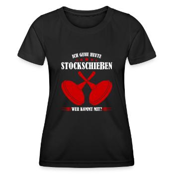 Stockschießen Stockschütze Eisstock - Frauen Funktions-T-Shirt - Schwarz - Vorne - AI Model Female 172 light (172cm)