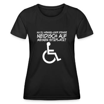 Sarkasmus Rollstuhl Rollstuhlfahrer - Frauen Funktions-T-Shirt - Schwarz - Vorne - AI Model Female 172 light (172cm)