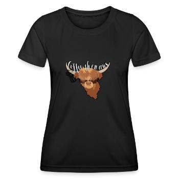 Highland Cow Breeder Scottish Cattle Hairy Cow - Frauen Funktions-T-Shirt - Schwarz - Vorne - AI Model Female 172 light (172cm)
