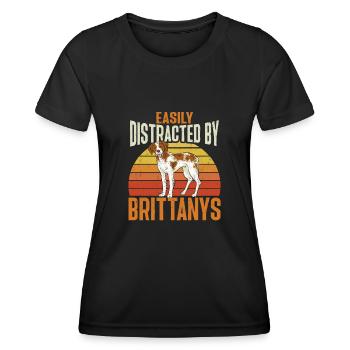 Français Bretagne Épagneul Epagneul Breton Cadeau - T-shirt sport Femme - noir - Devant - AI Model Female 172 light (172cm)