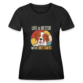 Français Bretagne Épagneul Epagneul Breton Cadeau - T-shirt sport Femme - noir - Devant - AI Model Female 172 light (172cm)