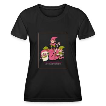Noël ironique du Père Noël elfe C’est votre anniversaire mais - T-shirt sport Femme - noir - Devant - AI Model Female 172 light (172cm)