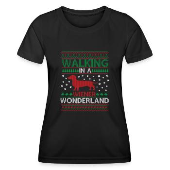 Marcher dans un Weiner Wonderland Joyeux Noël - T-shirt sport Femme - noir - Devant - AI Model Female 172 light (172cm)