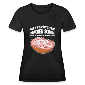 Mettigel Hackfleisch Mett Mettbrötchen - Frauen Funktions-T-Shirt - Schwarz - Vorne - AI Model Female 172 light (172cm)