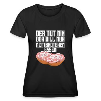 Hackfleisch Mettbrötchen - Frauen Funktions-T-Shirt - Schwarz - Vorne - AI Model Female 172 light (172cm)